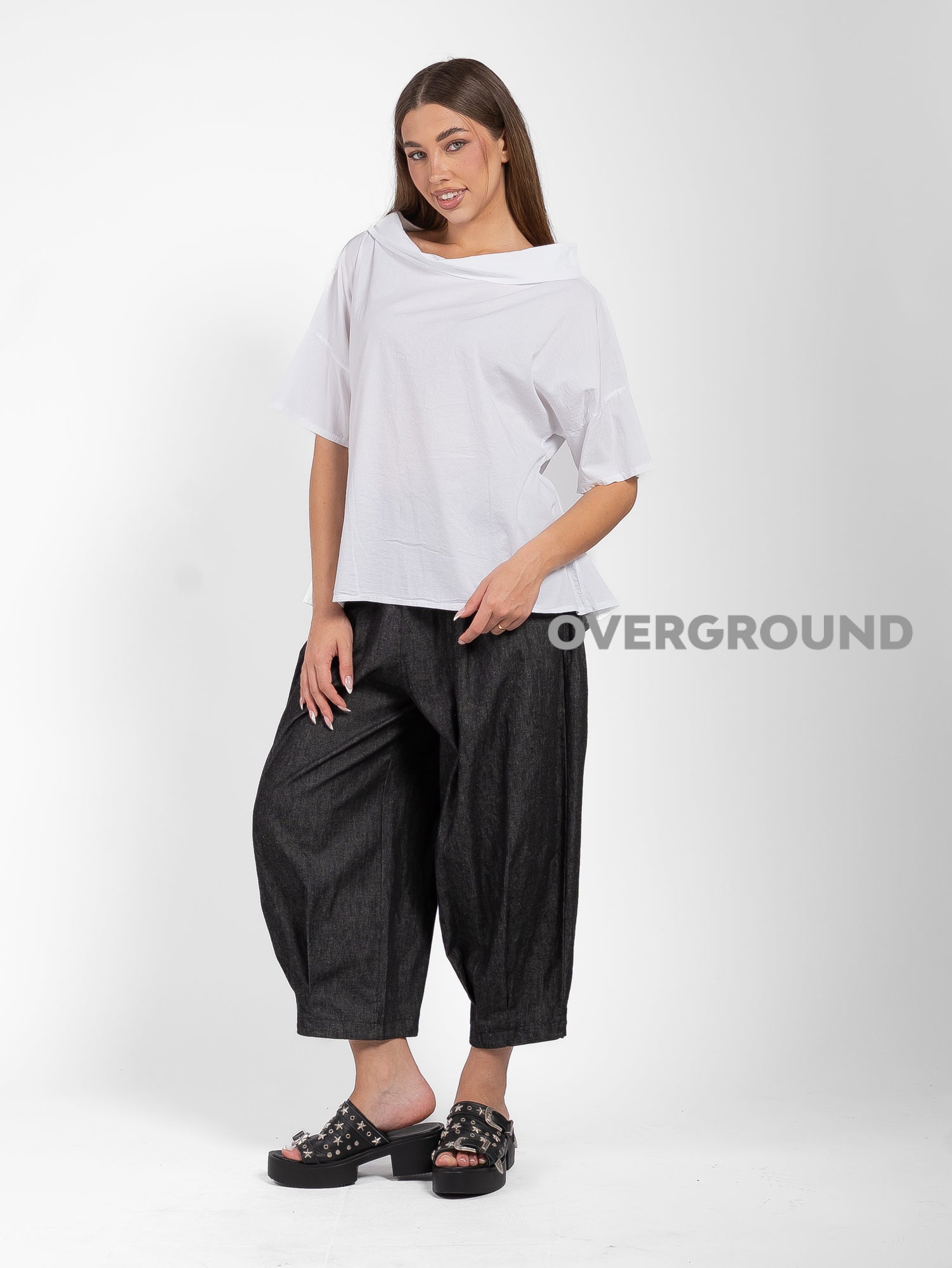 PANTALONE OVER CON GAMBULE CON CUCITURE IN FONDO