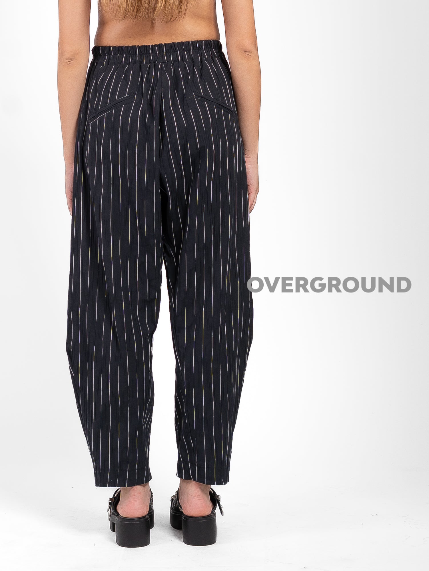 PANTALONE OVER RIGATO CON CUCITURE DAVANTI