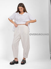 PANTALONE OVER LINO CON CUCITURE SUL GAMBULE