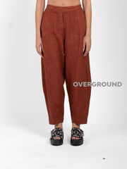 PANTALONE OVER LINO RIGATO CON CUCITURE DAVANTI