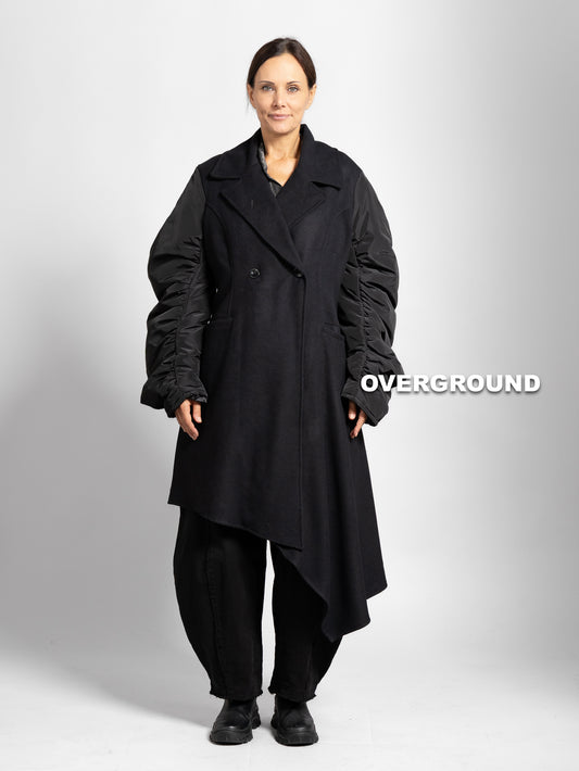 GIACCONE OVER LUNGO CON MANICHE A SBUFFO IN DOPPIO TESSUTO - OVERGROUND STORE 