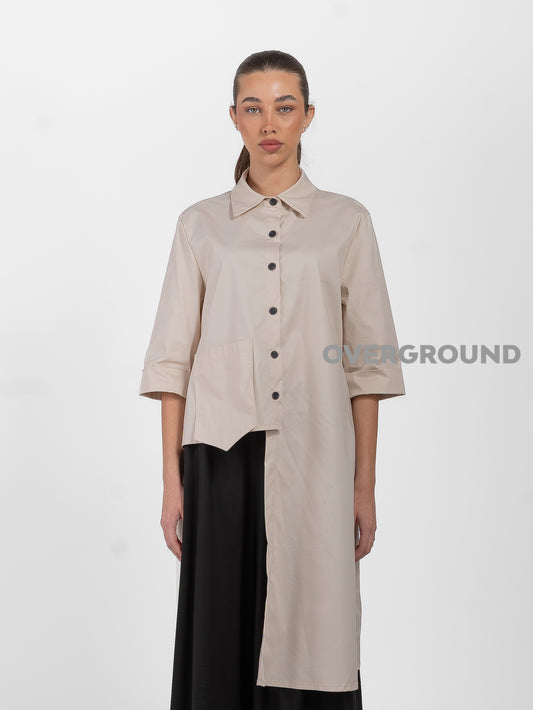 CAMICIA LUNGA ASIMMETRICA CON TASCONE LATERALE - OVERGROUND STORE 
