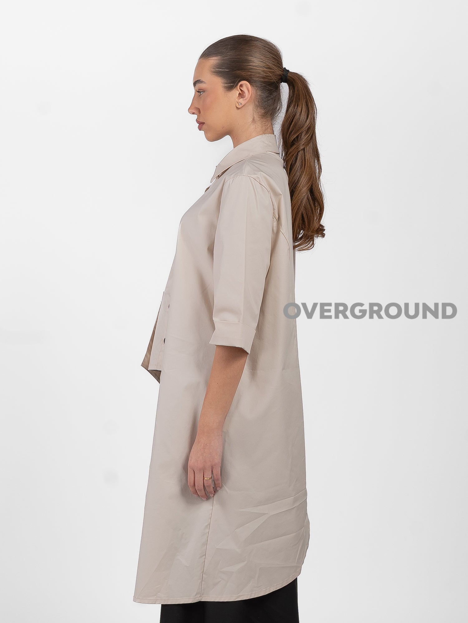 CAMICIA LUNGA ASIMMETRICA CON TASCONE LATERALE - OVERGROUND STORE 
