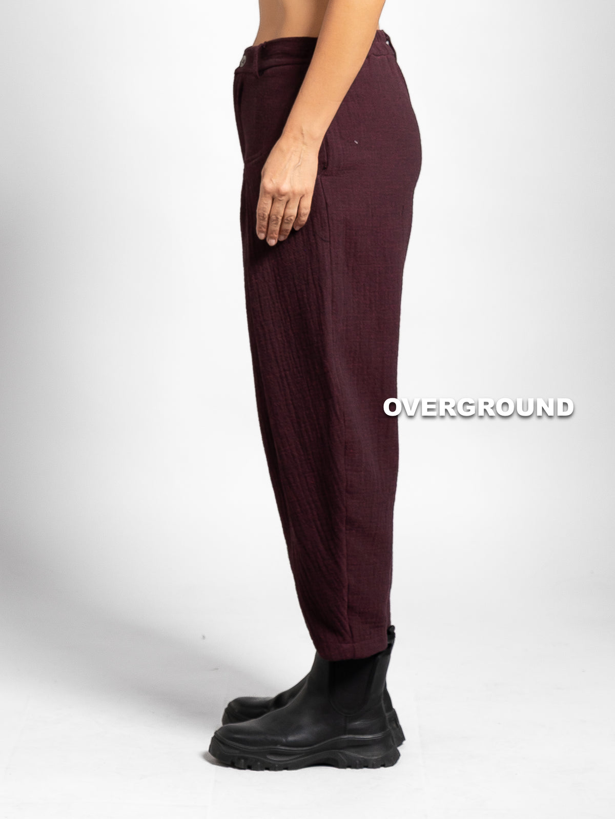 PANTALONE OVER TESSUTO LAVORATO CON PENS E CUCITURA SUL GAMBULE - OVERGROUND STORE 
