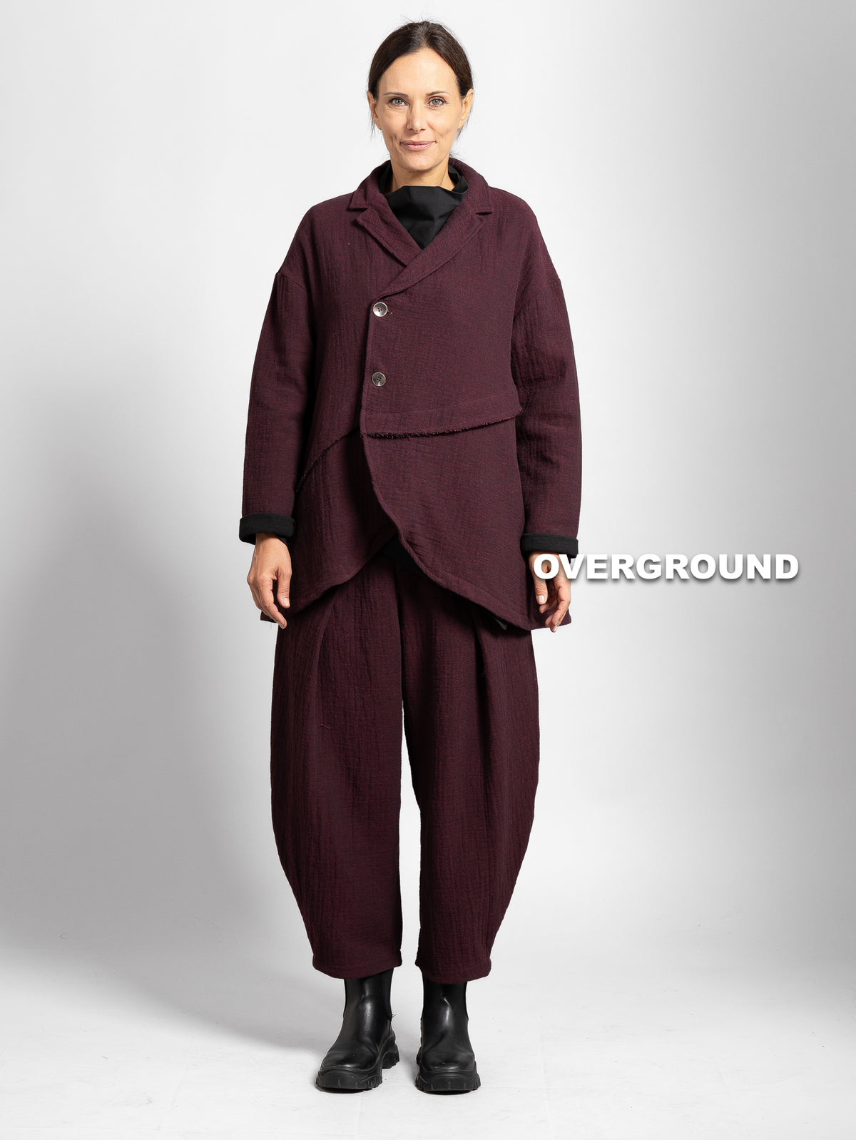 GIACCA OVER CHIUSURA ASIMMETRICA TESSUTO LAVORATO - OVERGROUND STORE 