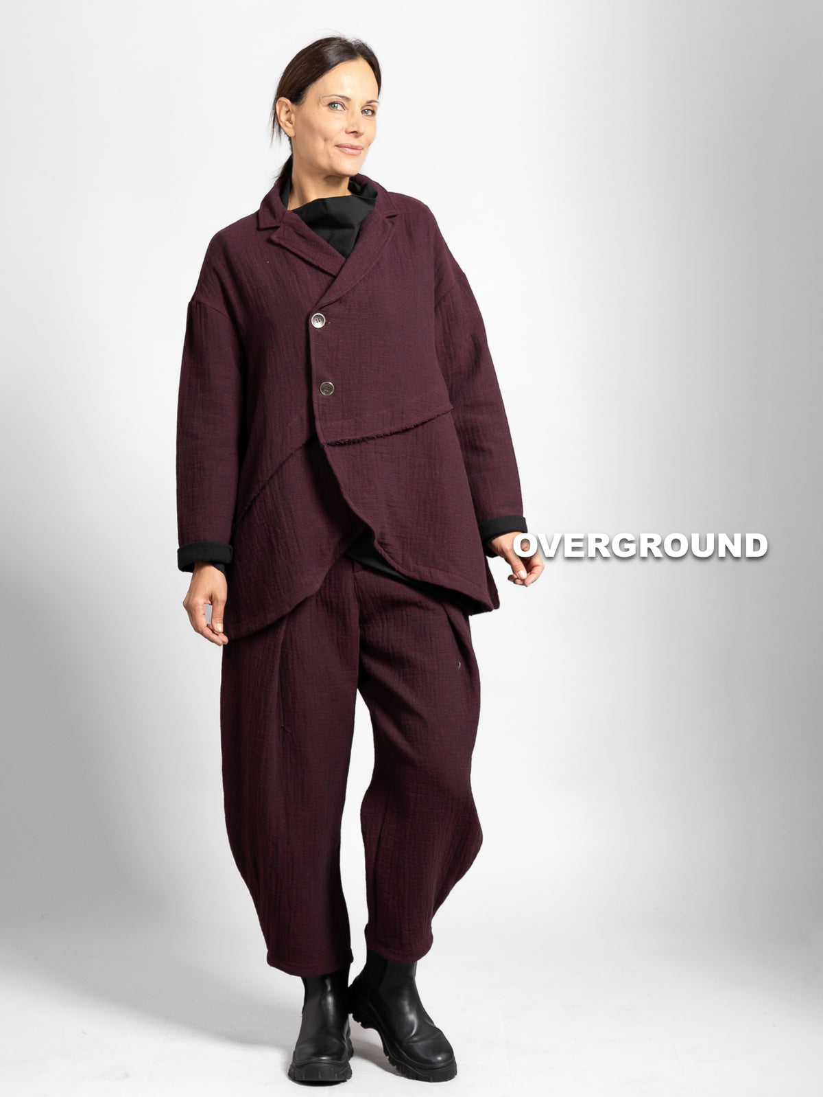 GIACCA OVER CHIUSURA ASIMMETRICA TESSUTO LAVORATO - OVERGROUND STORE 