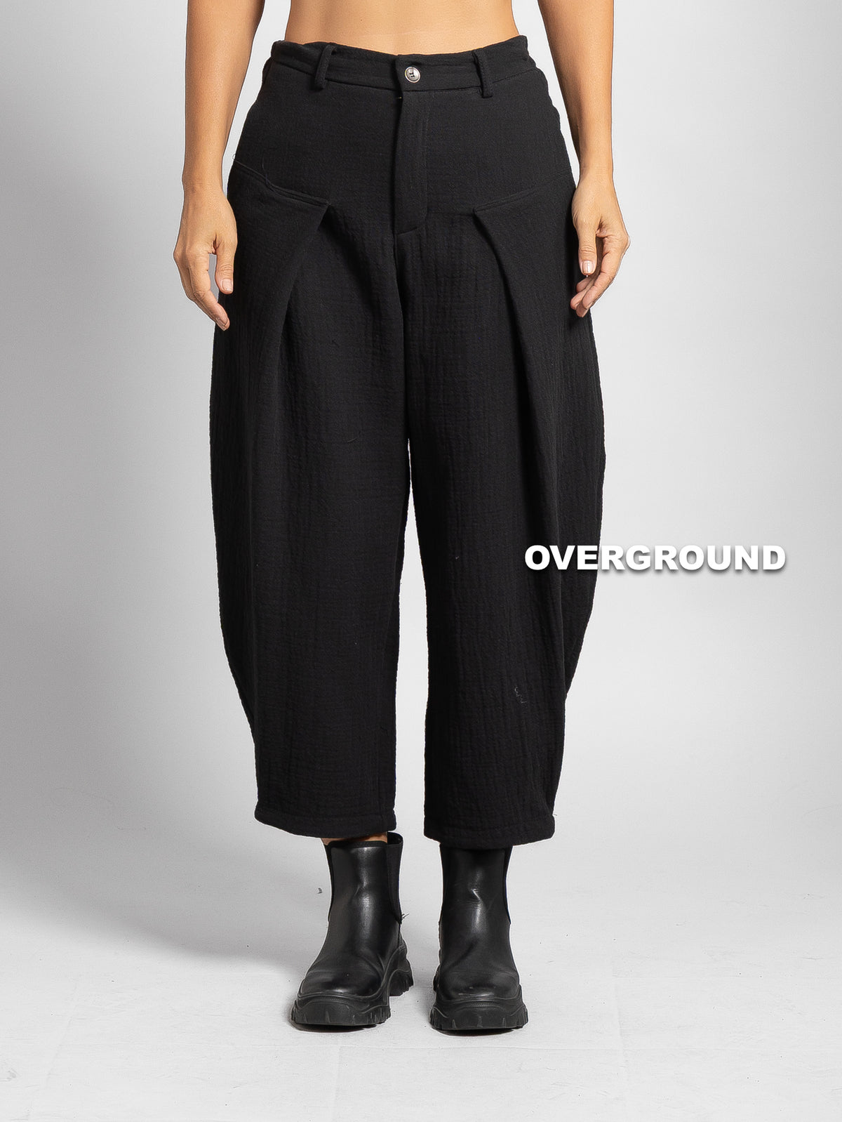 PANTALONE OVER TESSUTO LAVORATO CON PENS E CUCITURA SUL GAMBULE - OVERGROUND STORE 
