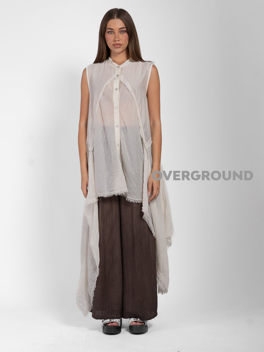 CAMICIA SMANICATA OVER VELATA CON PUNTE