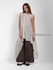 CAMICIA SMANICATA OVER VELATA CON PUNTE