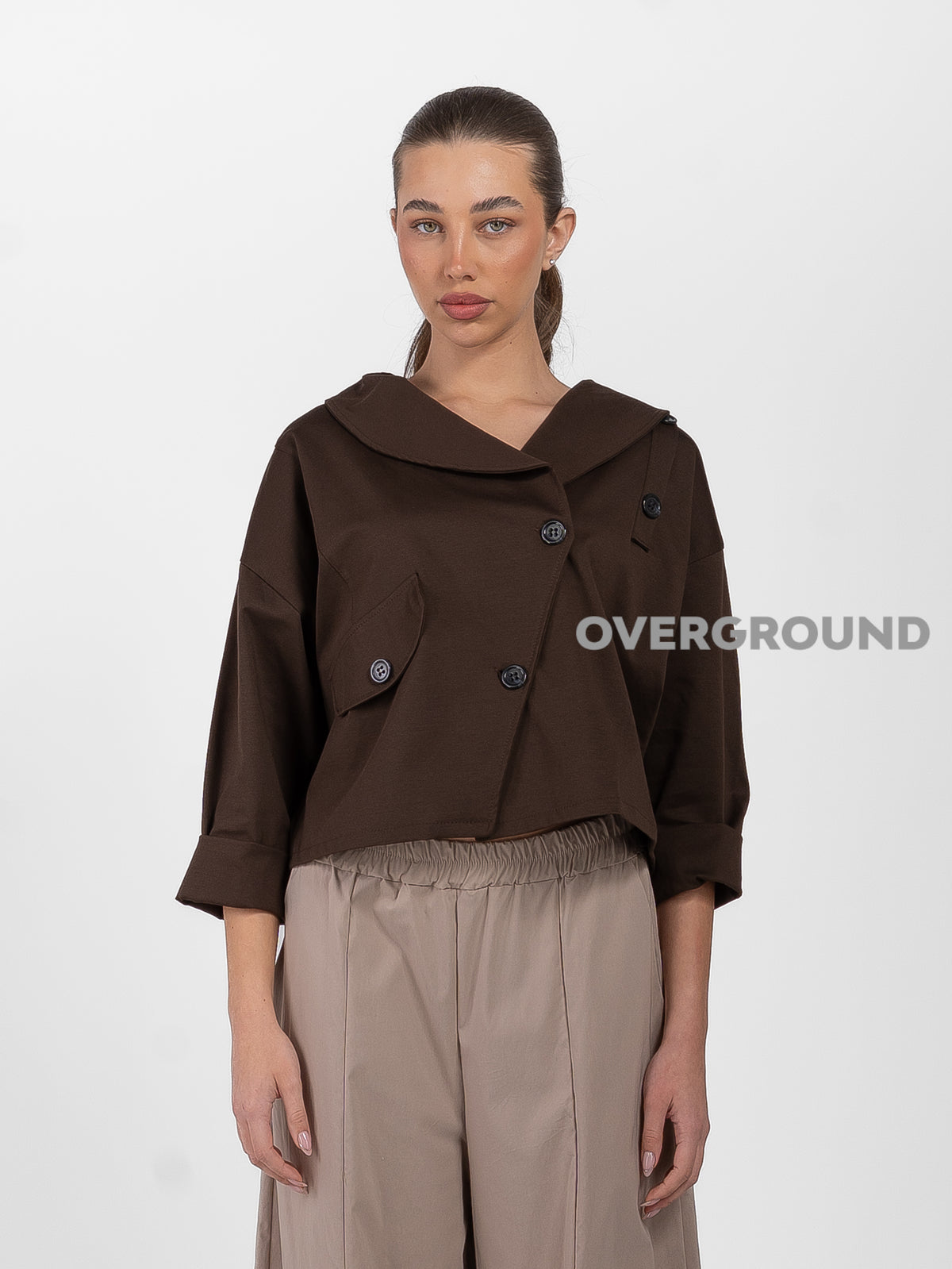 GIACCA CORTA CHIUSURA OBLIQUA E BOTTONI - OVERGROUND STORE 