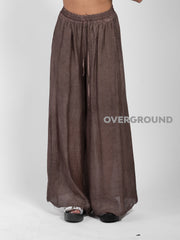 PANTALONE OVER VELATO CON GAMBULE LARGO