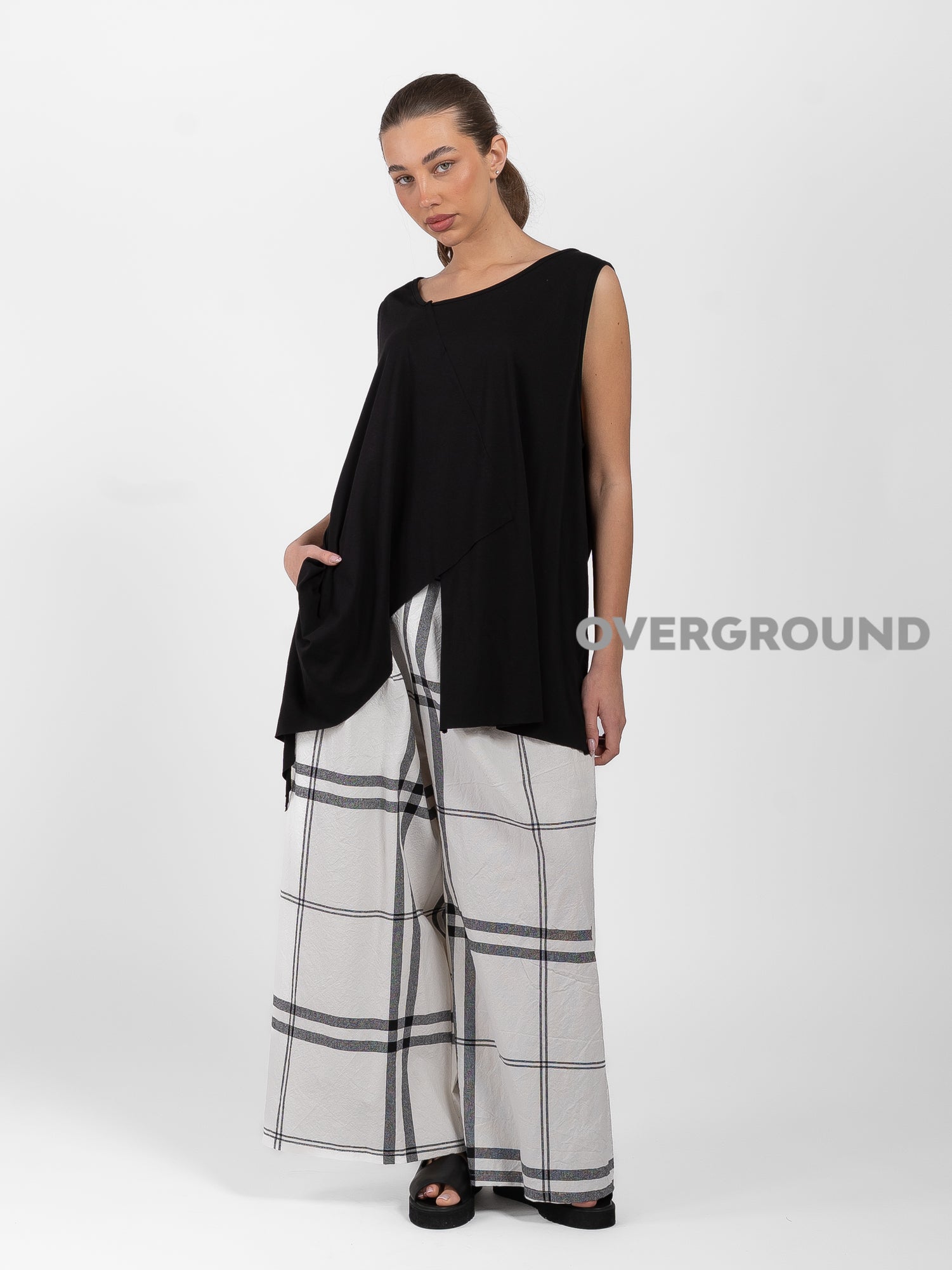 PANTALONE GAMBULE LARGO  CON FANTASIA A QUADRI - OVERGROUND STORE 