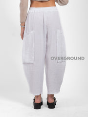 PANTALONE OVER LINO CON TASCONI DIETRO