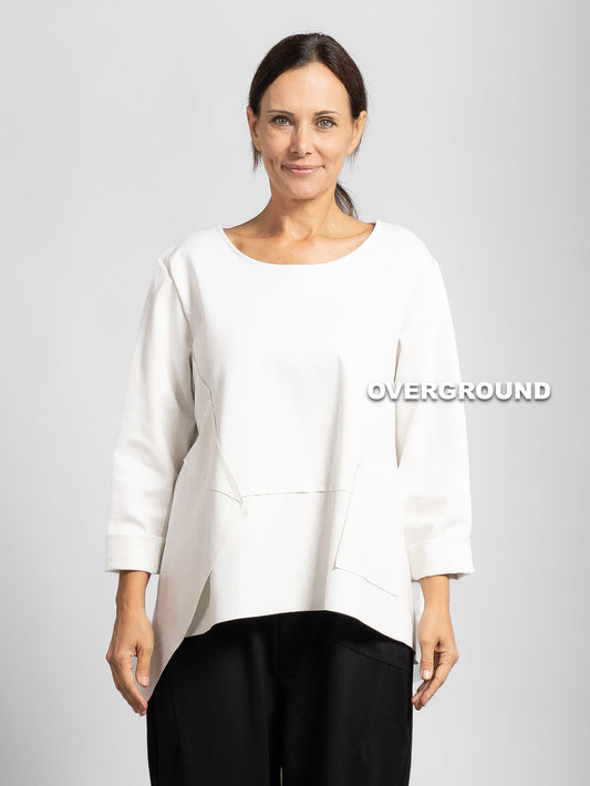 BLUSA OVER CON CUCITURE FRONTE-RETRO CON TASCA DAVANTI - OVERGROUND STORE 