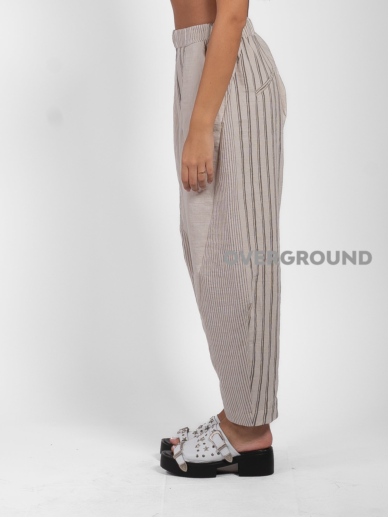 PANTALONE OVER FANTASIA RIGATA CON CUCITURE