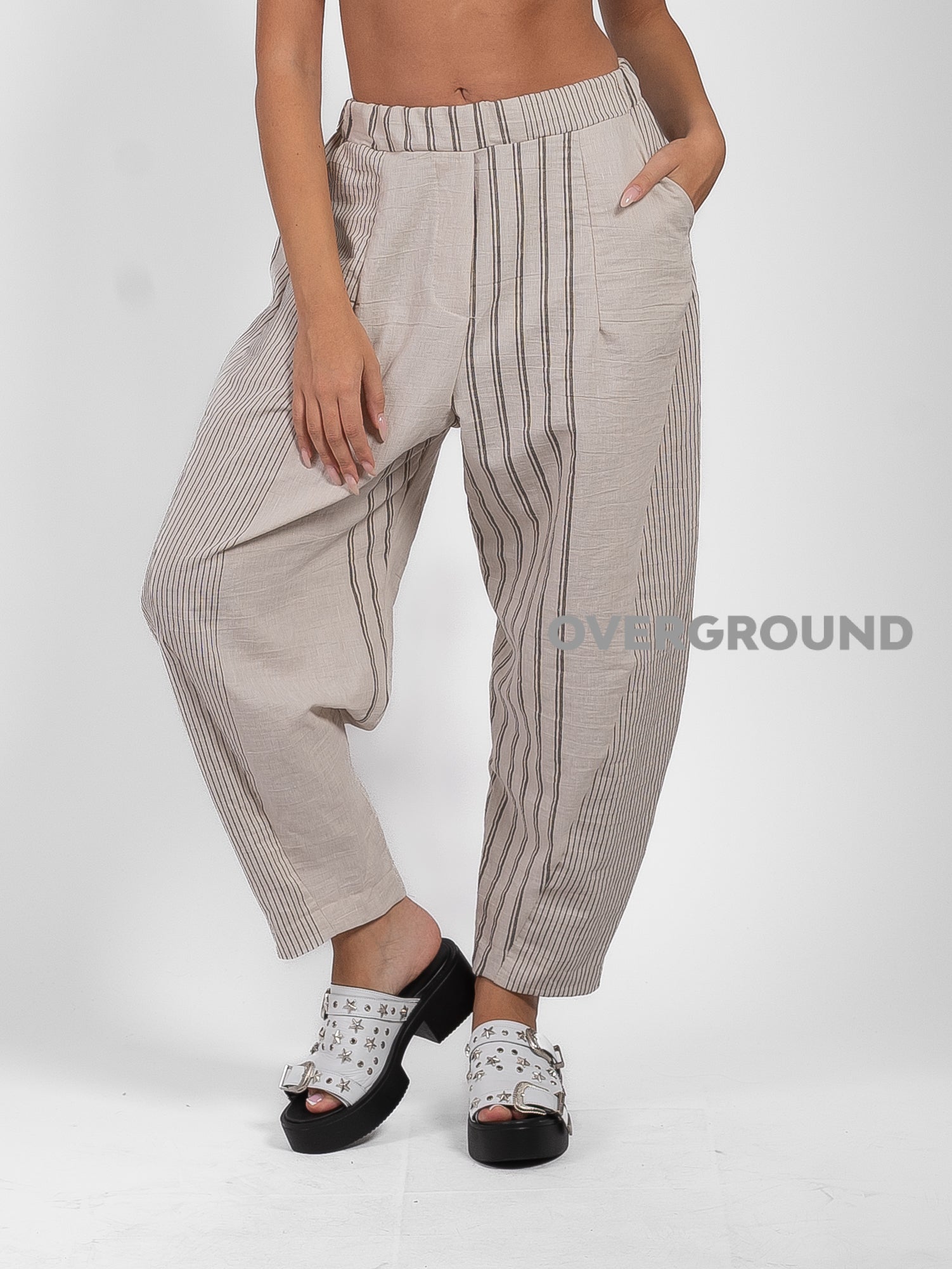 PANTALONE OVER FANTASIA RIGATA CON CUCITURE