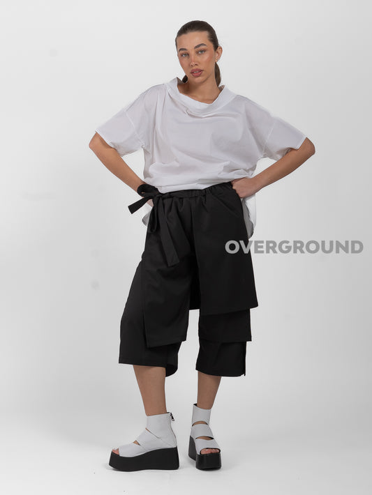 PANTALONE CORTO CON PATTINE FRONTALI E DOPPIO LACCIO - OVERGROUND STORE 