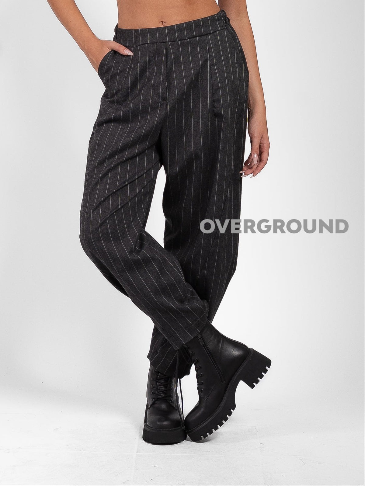 OVERSIZED STRIPED TROUSERS WITH STITCHING ON THE LEG