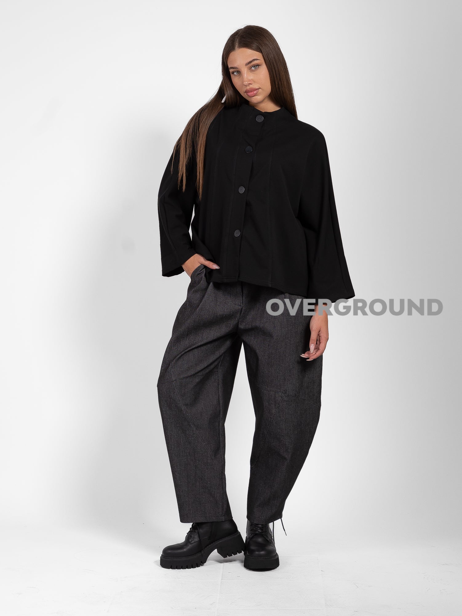 PANTALONE OVER CON CUCITURE SUL GAMBULE JEANS