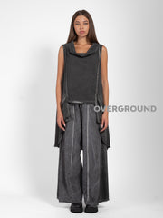 BLUSA OVER SMANICATA VELATA CON TASCHE FRONTALI LUNGA DIETRO