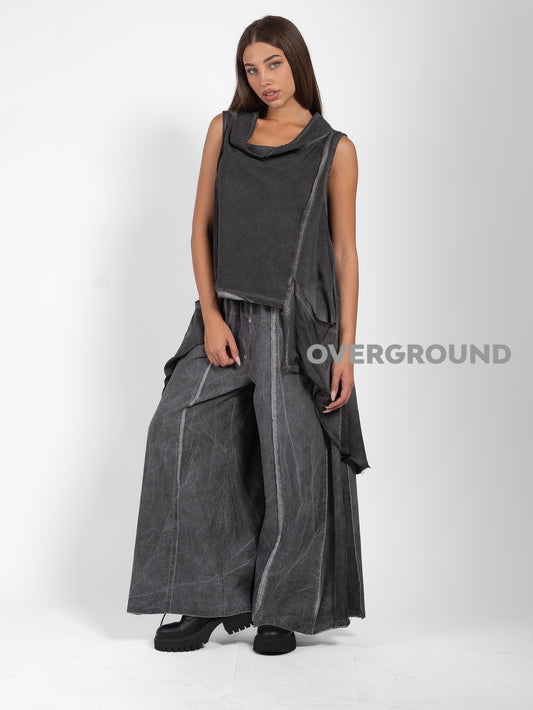 BLUSA OVER SMANICATA VELATA CON TASCHE FRONTALI LUNGA DIETRO