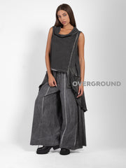 BLUSA OVER SMANICATA VELATA CON TASCHE FRONTALI LUNGA DIETRO