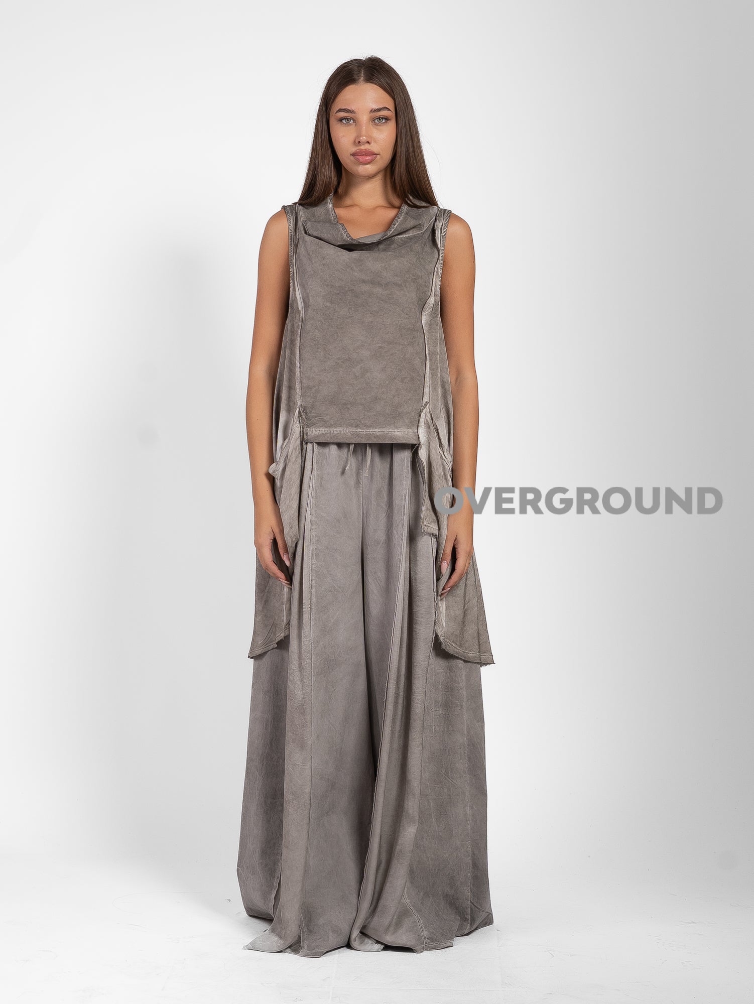 PANTALONE OVER GAMBULE LARGO DOPPIO TESSUTO VELATO