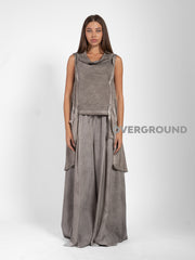 PANTALONE OVER GAMBULE LARGO DOPPIO TESSUTO VELATO