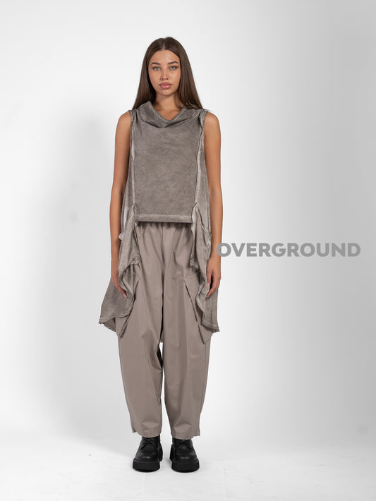BLUSA OVER SMANICATA VELATA CON TASCHE FRONTALI LUNGA DIETRO