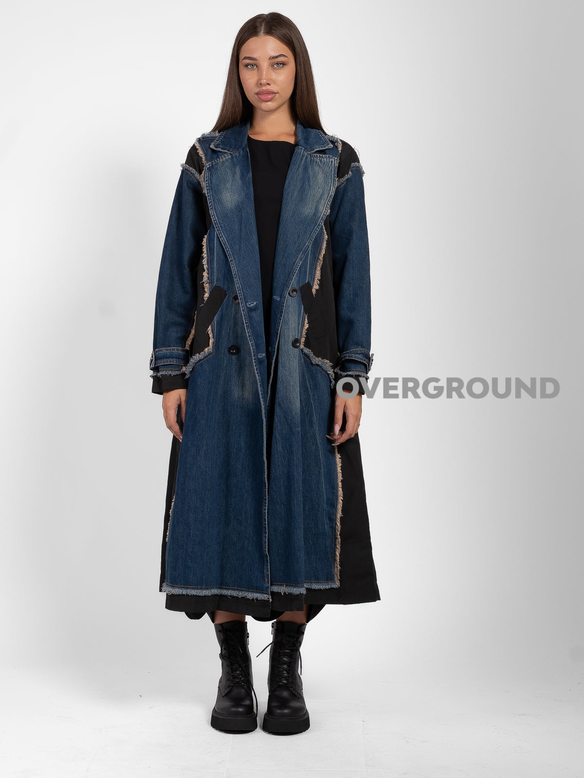 TRENCH JEANS DOPPIO PETTO SFRANGIATO