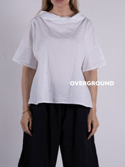 Short blouse, boat neck, half sleeve 