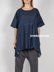 BLUSA OVER JEANS CON CUCITURE