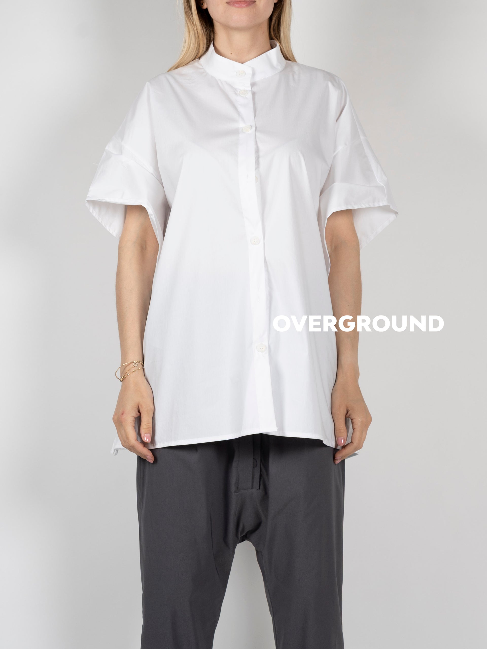 camicia collo coreana manica pipistrello