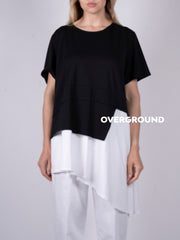 MAGLIA OVER BICOLORE CON BALZA DAVANTI