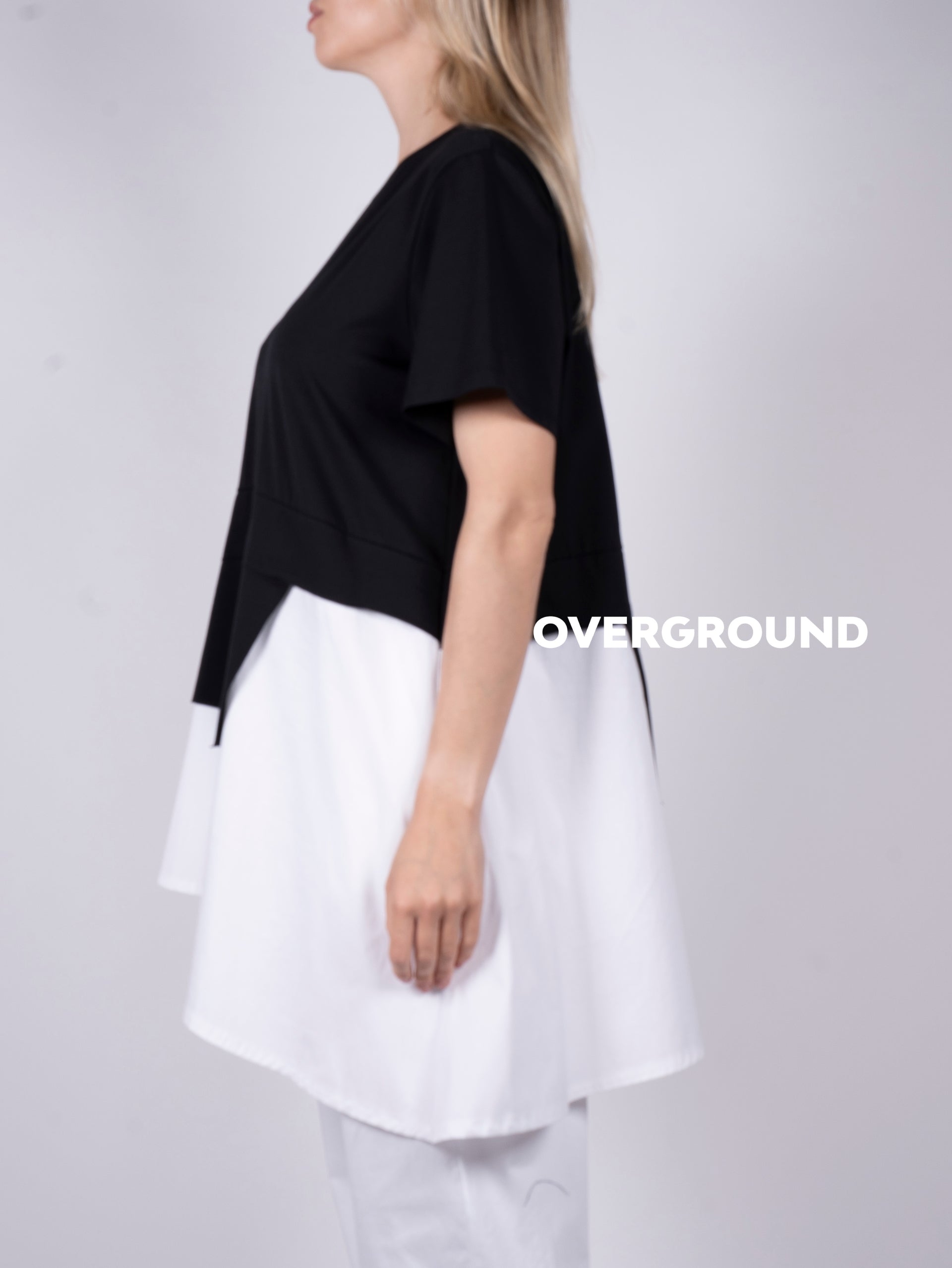 MAGLIA OVER BICOLORE CON BALZA DAVANTI