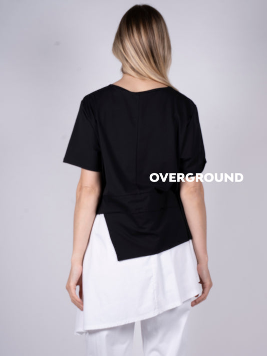 MAGLIA OVER BICOLORE CON BALZA DAVANTI