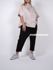 BLUSA OVER CON COLLO A BARCA E BALZA IN FONDO