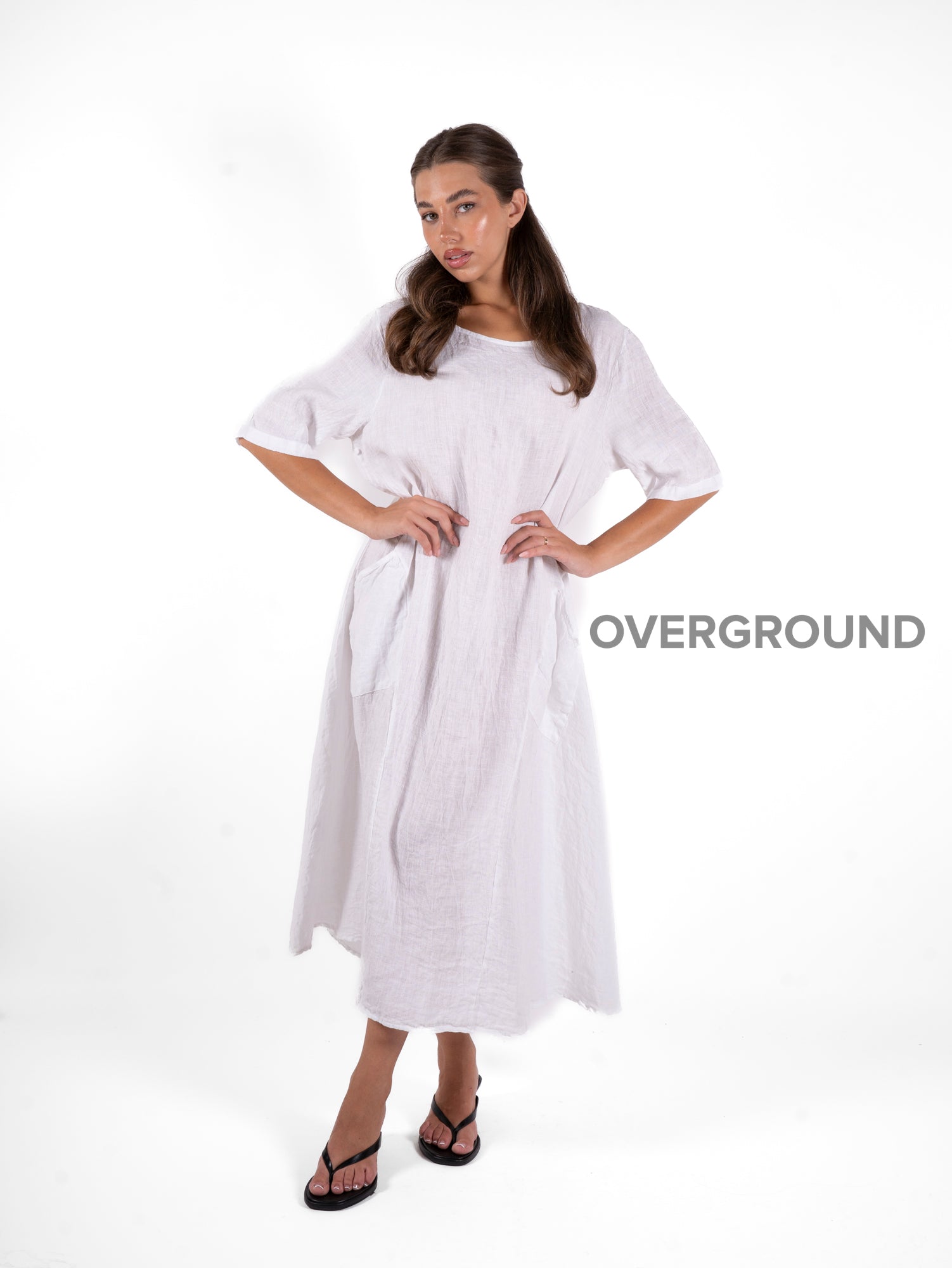 Abito in lino con tasche laterali - OVERGROUND STORE 