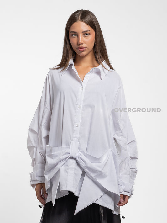 CAMICIA OVER CON RIPRESA A FIOCCO DAVANTI
