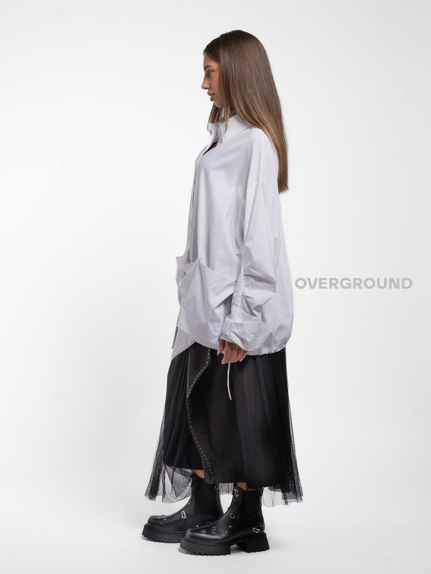 CAMICIA OVER CON RIPRESA A FIOCCO DAVANTI - OVERGROUND STORE 
