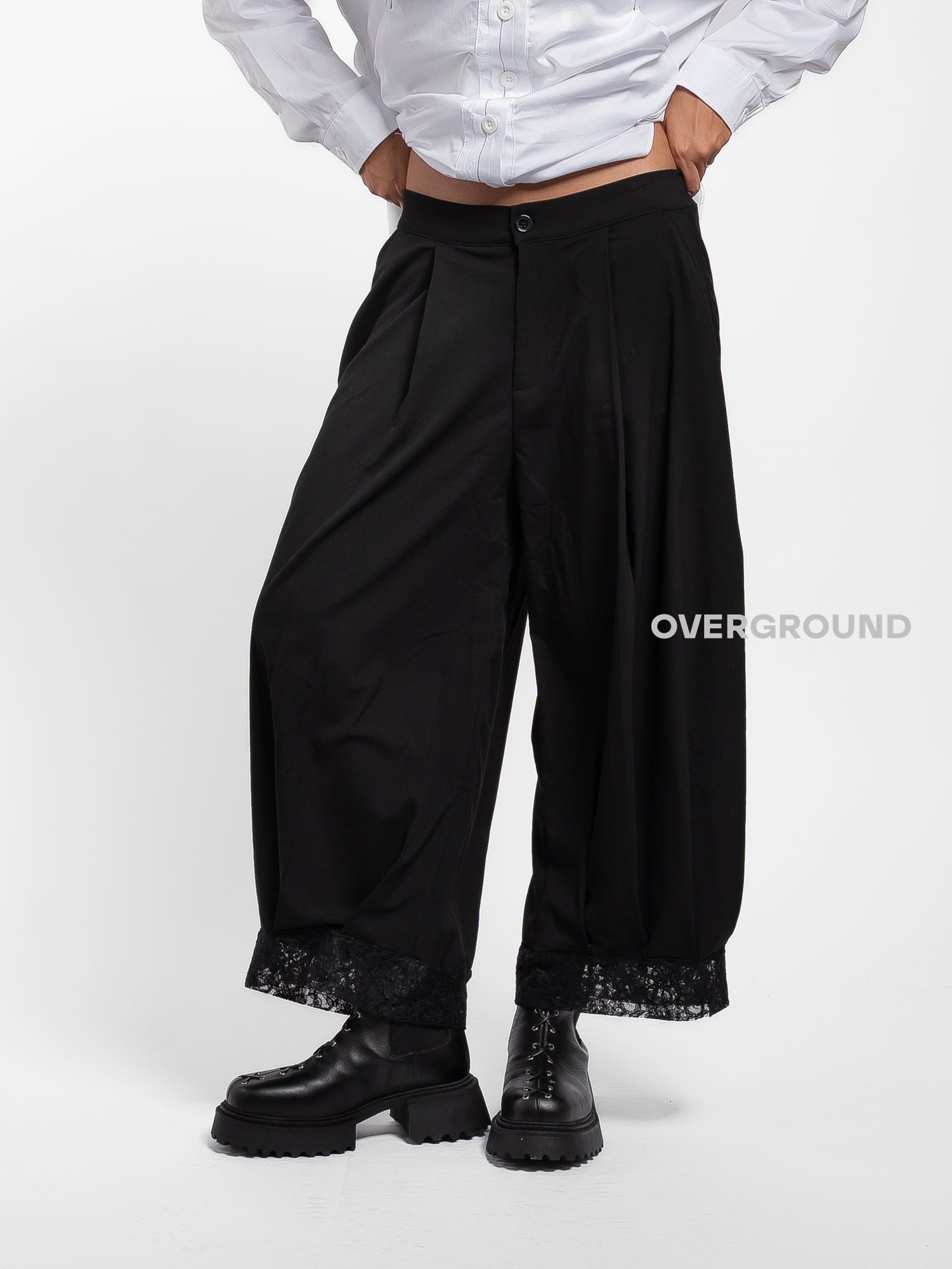 PANTALONE OVER CON BALZA RICAMATA - OVERGROUND STORE 