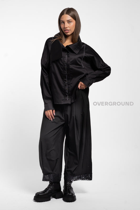 PANTALONE OVER CON BALZA RICAMATA - OVERGROUND STORE 