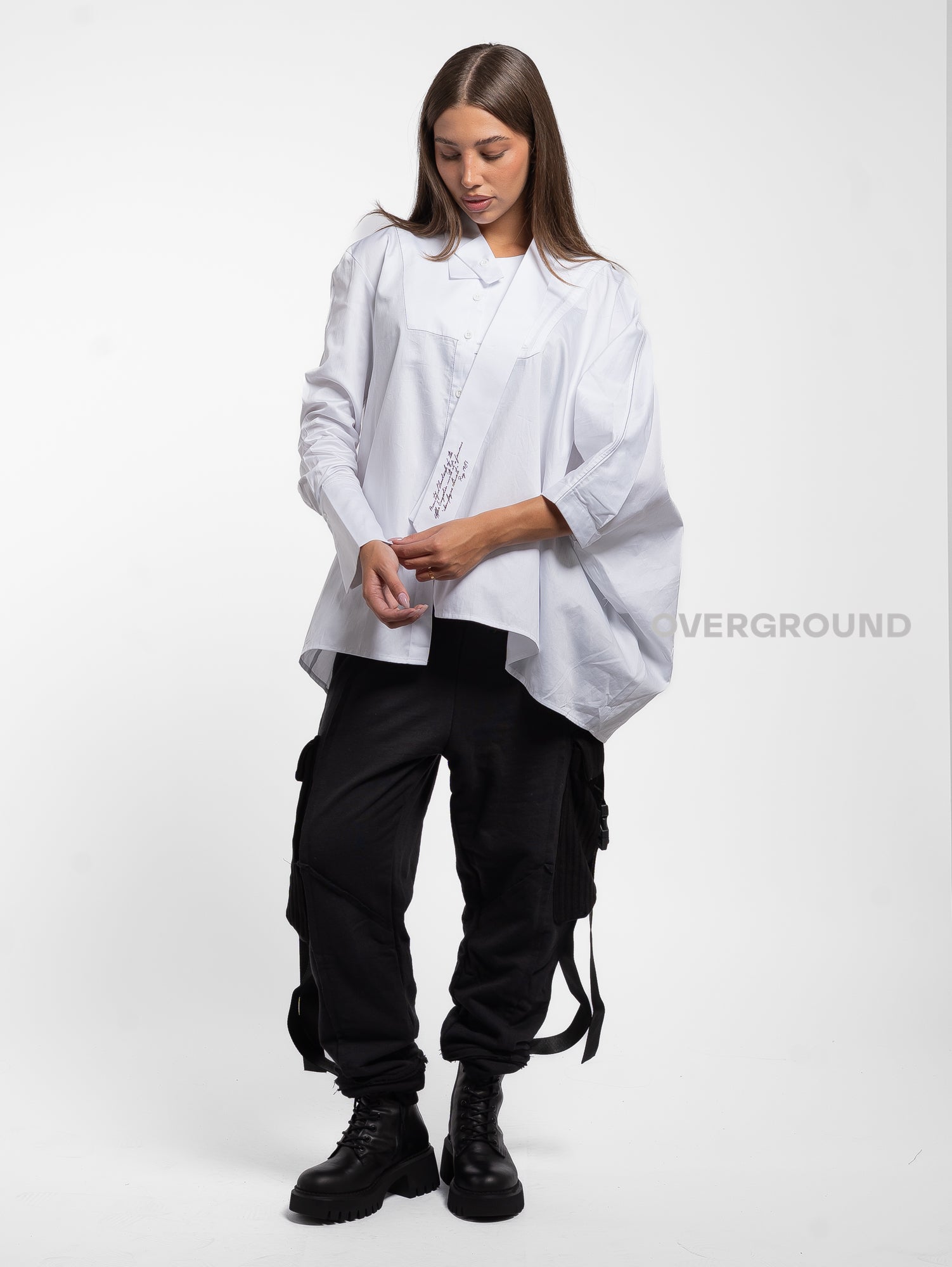 CAMICIA OVER ASIMMETRICA CON CRAVATTA - OVERGROUND STORE 