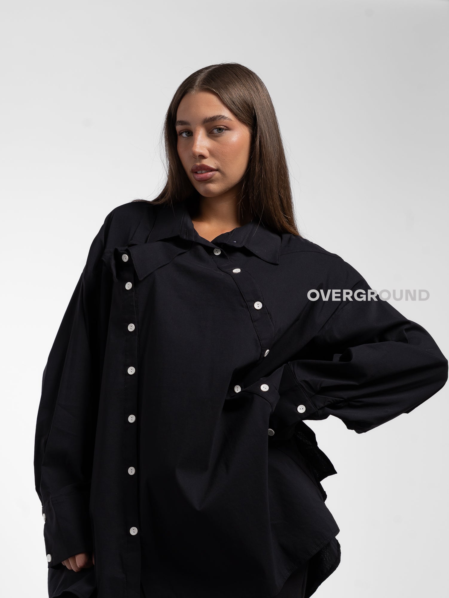 CAMICIA OVER CON ABBOTTONATURA ASIMMETRICA - OVERGROUND STORE 