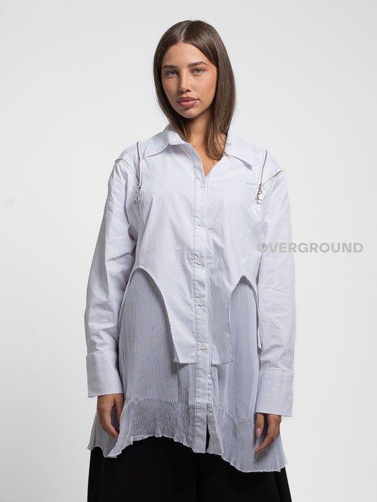 CAMICIA OVER CON CERNIERE E PIEGHE DAVANTI