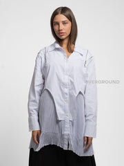 CAMICIA OVER CON CERNIERE E PIEGHE DAVANTI