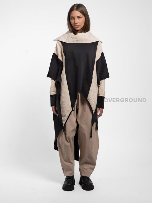 FELPA LUNGA OVER DOPPIO TESSUTO BICOLORE - OVERGROUND STORE 