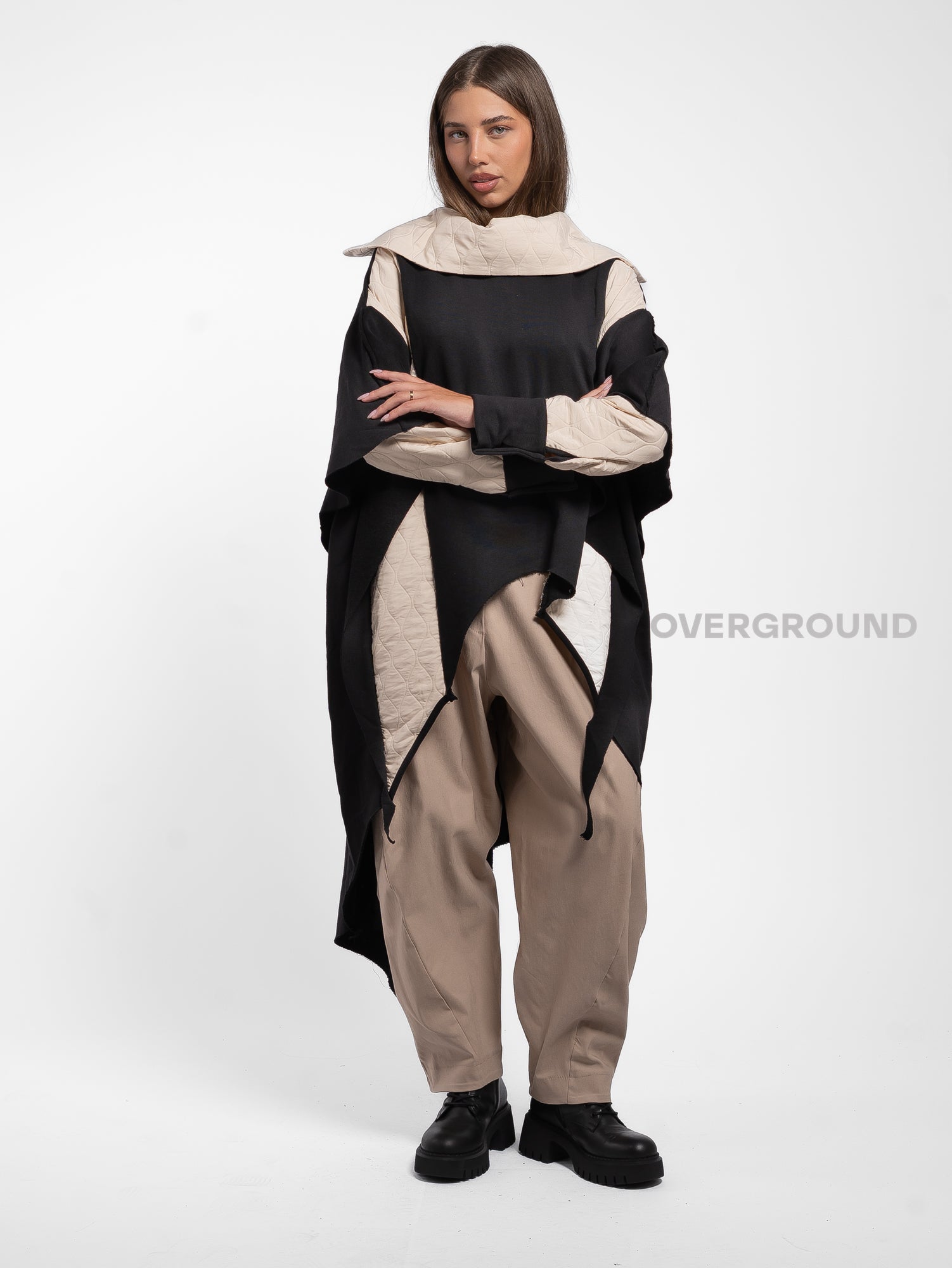 FELPA LUNGA OVER DOPPIO TESSUTO BICOLORE - OVERGROUND STORE 