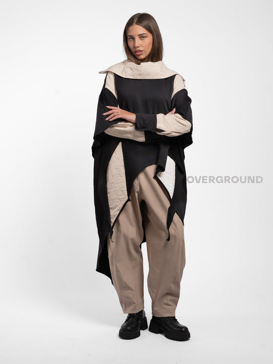 FELPA LUNGA OVER DOPPIO TESSUTO BICOLORE - OVERGROUND STORE 