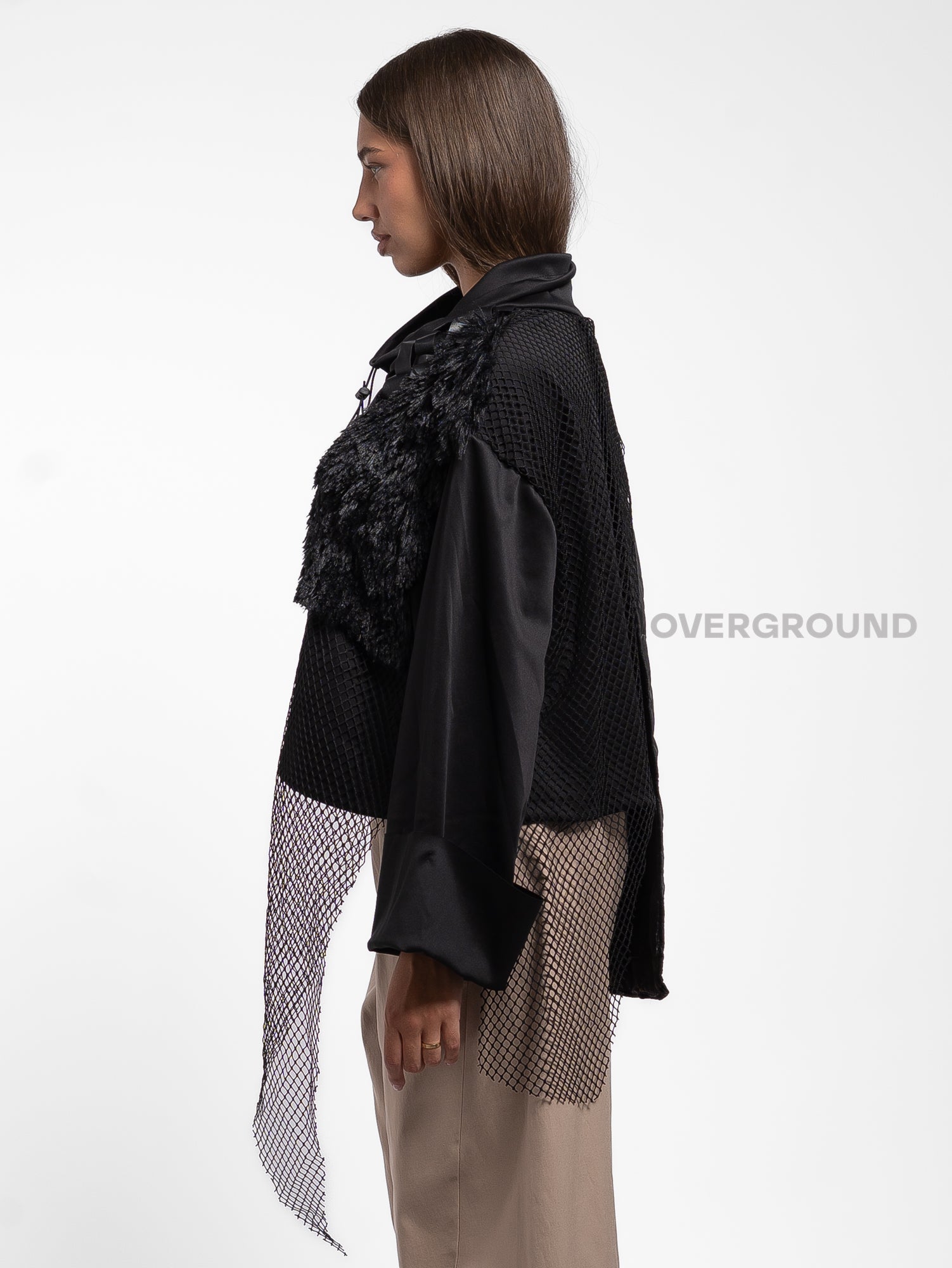 FELPA COLLO COREANA CON FRANGE E RETE - OVERGROUND STORE 